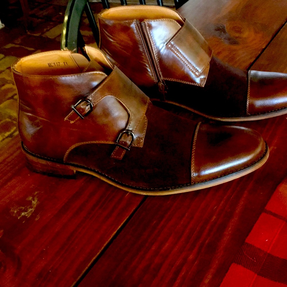 Double monk strap dress boots
